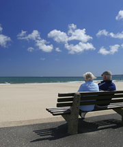 Walkers at rest on beach